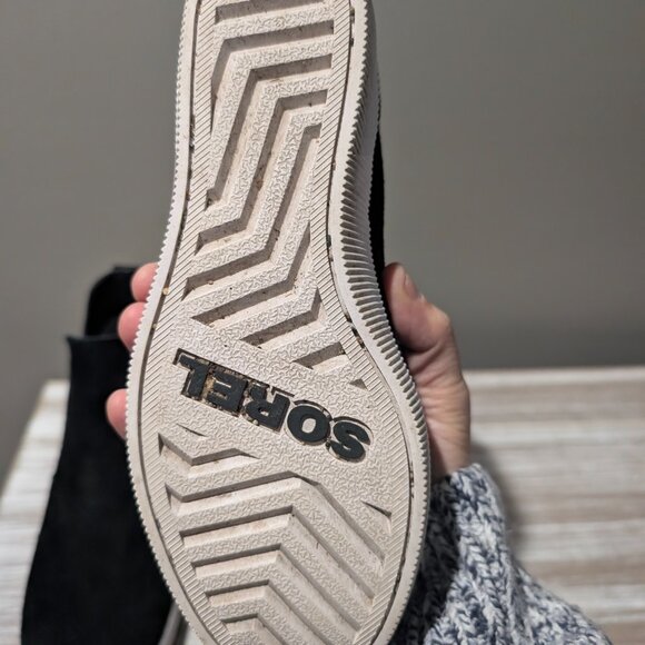 SOREL Out N About Slip-On Wedge Booties Black Suede Sneaker Ankle Boots Size 6 - Picture 12 of 15